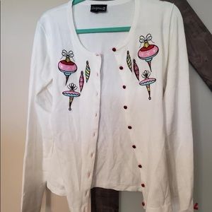 Sourpuss Retro Christmas Ornaments Cardigan NWT